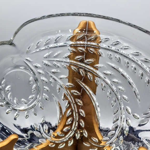 Federal Glass Hospitality Homestead Wheat Clear Snack Plates Set 4 MCM Vtg - Picture 3 of 8